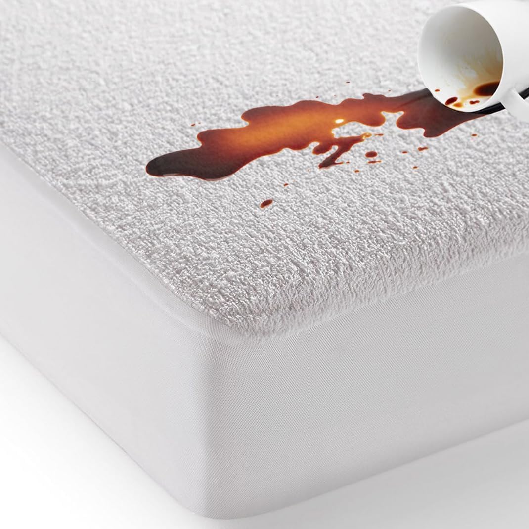 100% Waterproof Mattress Protector Terry Top - Extra Deep 30cm Fitted - Super Absorbent - Machine Washable