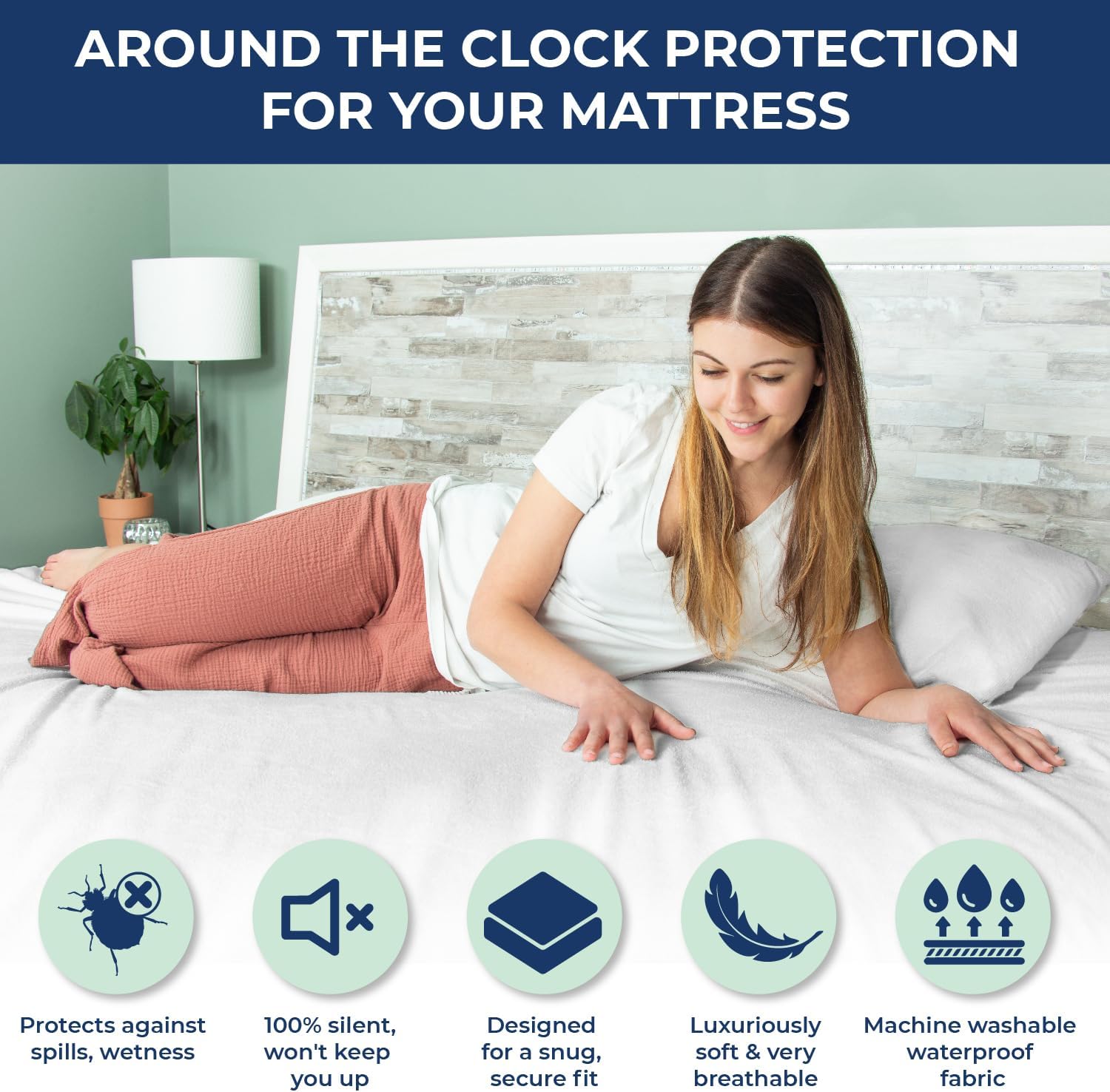 100% Waterproof Mattress Protector Terry Top - Extra Deep 30cm Fitted - Super Absorbent - Machine Washable