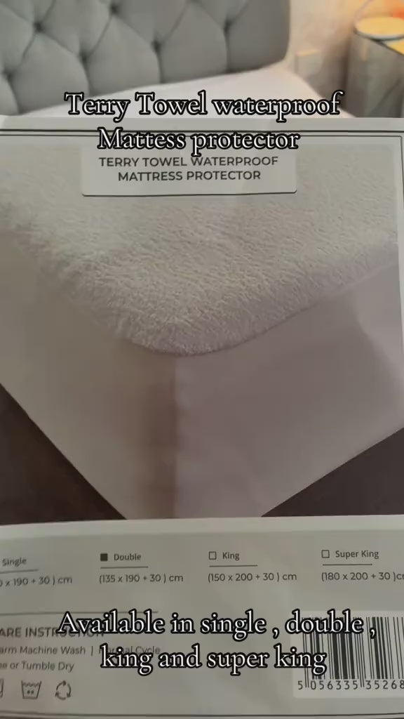 100% Waterproof Mattress Protector Terry Top - Extra Deep 30cm Fitted - Super Absorbent - Machine Washable